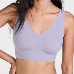 Calvin Klein Invisibles sz S V-Neck Lightly Lined Bralette Purple Essence NWT